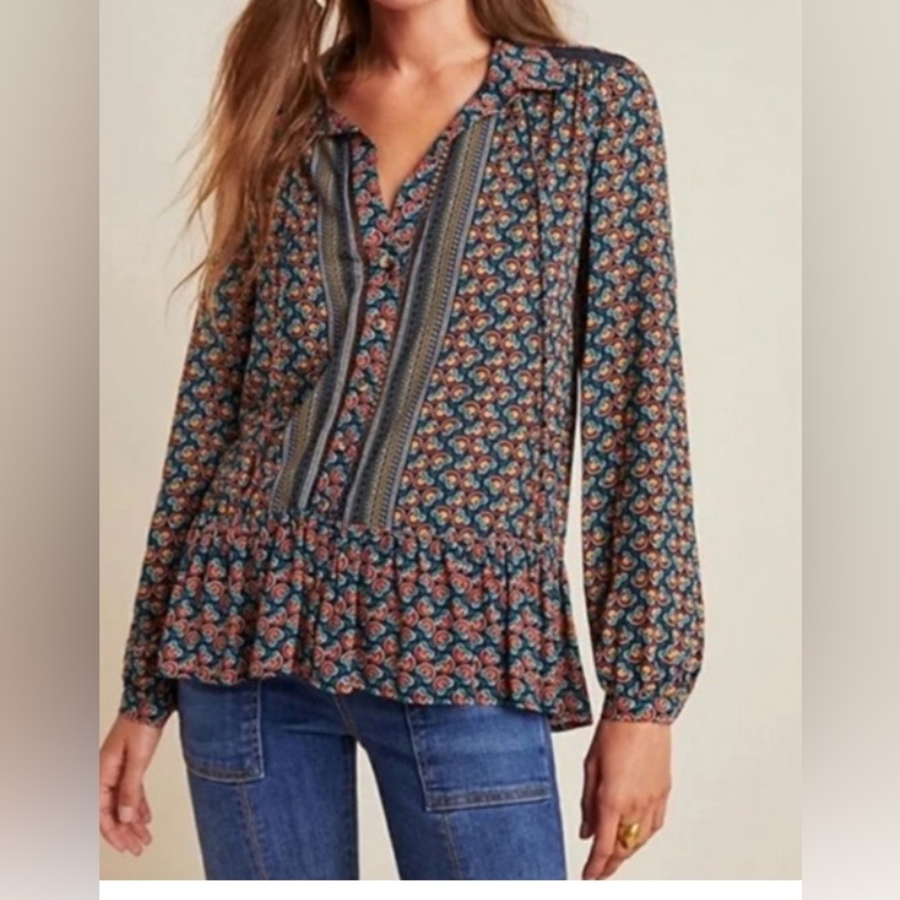 Maeve by Anthropologie Janie flounced peasant top women's size 2